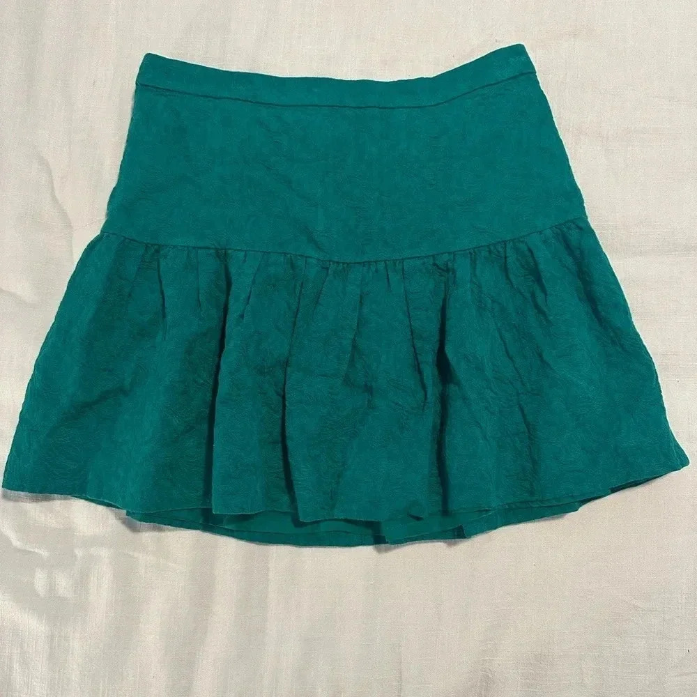 J. Crew Emerald Green Peplum Mini Skirt Size 6
